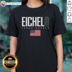 Good Jack Eichel 9 Vegas Golden Knights Elite Ladies Tee featuring USA flag design, perfect for fans and stylish wear.