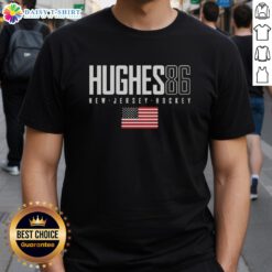 Good Jack Hughes 86 New Jersey Devils USA flag elite t-shirt showcasing team spirit and style for hockey fans.