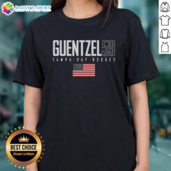 Good Jake Guentzel 59 Tampa Bay Lightning USA Flag Elite Ladies Tee featuring vibrant colors and stylish design.