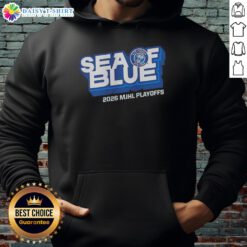 Good Steinbach Pistons Sea of Blue 2026 MJHL Playoff Hoodie featuring team logo and vibrant blue design.
