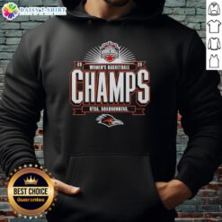 Alt Text: 2026 American Conference Women's Basketball Tournament Champions hoodie featuring Good Utsa Roadrunners logo.