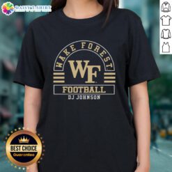 Good Wake Forest Demon Deacons football DJ Johnson ladies tee, featuring team colors and logo for NCAA fans.