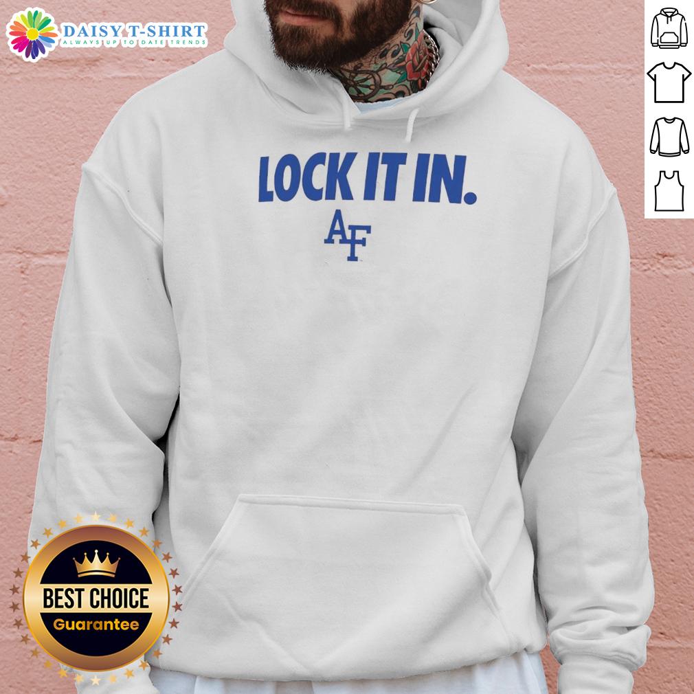 Hot Air Force Falcons 2026 Lock It In Hoodie, featuring a stylish design in navy with bold team logo for fans.