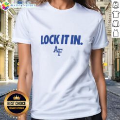 Hot Air Force Falcons 2026 Lock It In Ladies Tee featuring vibrant colors and stylish design for fans and supporters.