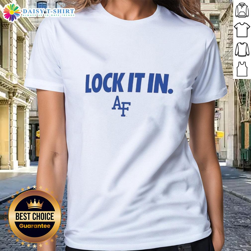Hot Air Force Falcons 2026 Lock It In Ladies Tee featuring vibrant colors and stylish design for fans and supporters.