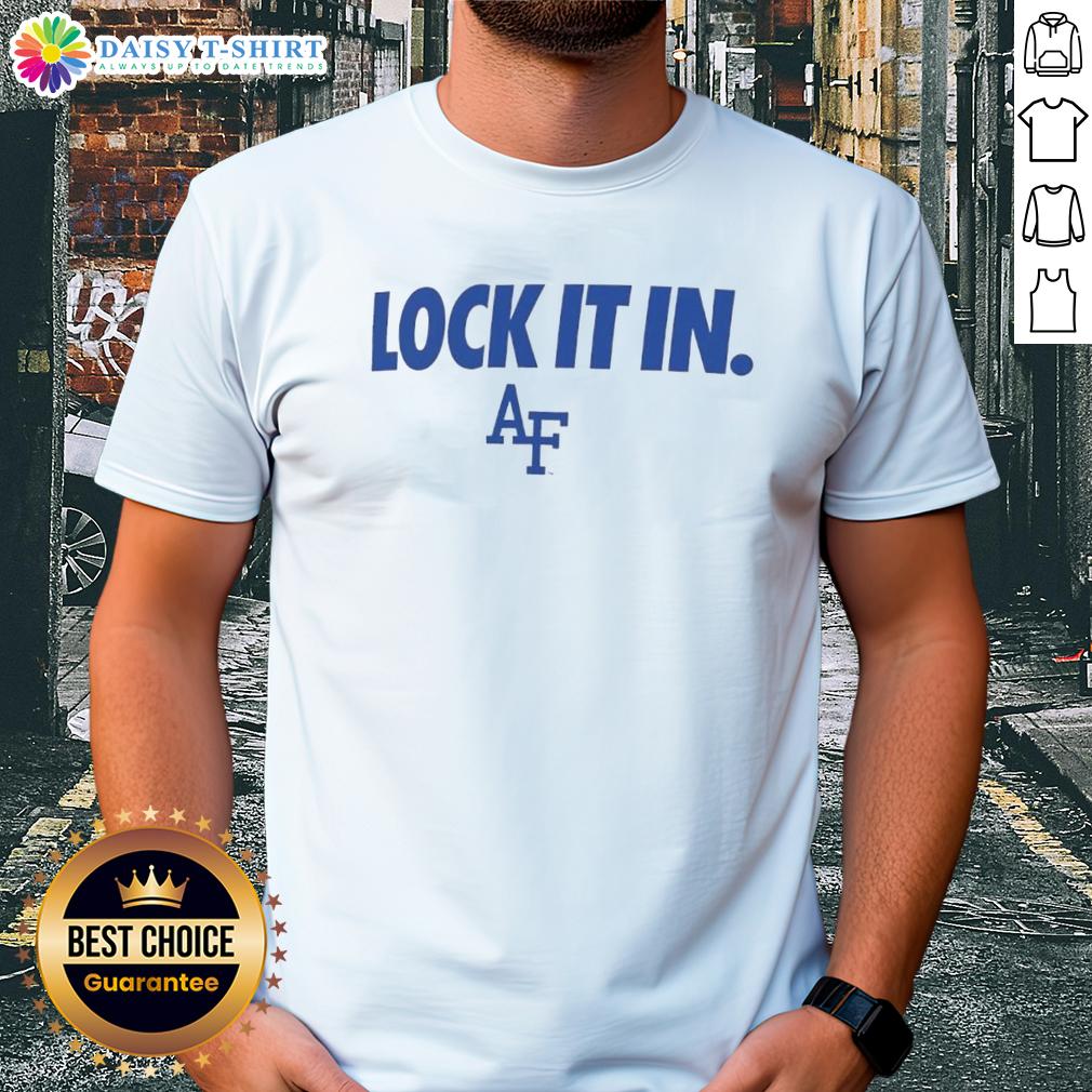 Hot Air Force Falcons 2026 Lock It In T-Shirt featuring vibrant graphic design and team colors for fans of the Air Force Falcons.
