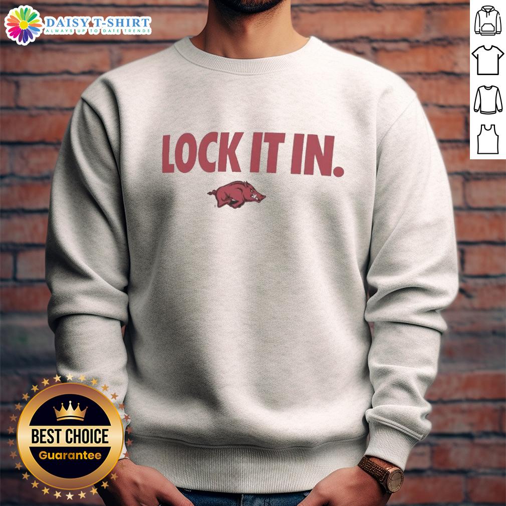 Hot Arkansas Razorbacks 2026 Lock It In Sweatshirt in red, featuring team logo and stylish design for fans.