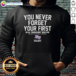 Hot High Point Panthers Men's Basketball hoodie celebrating their first NCAA tournament win, perfect for fans.