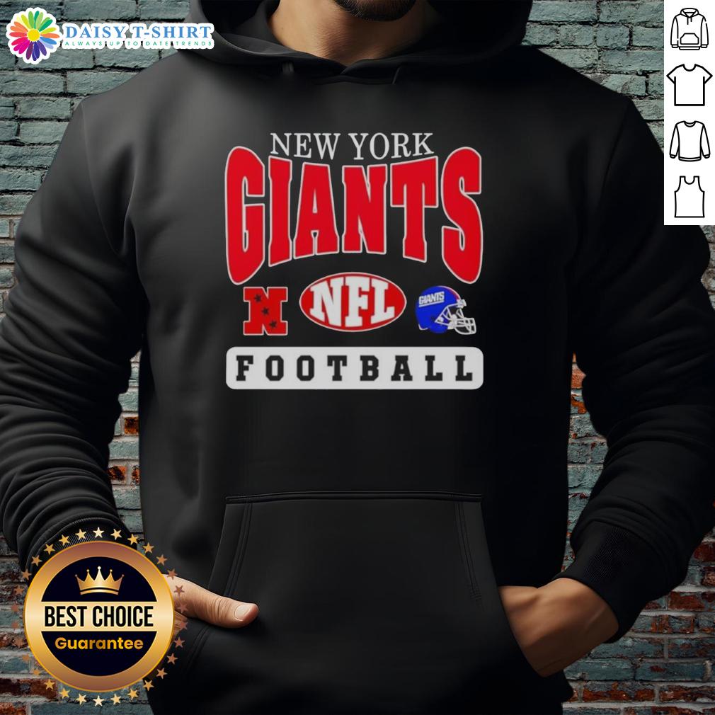 Alt Text: Stylish hoodie featuring the New York Giants NFL football helmet logo, perfect for fans and casual wear.