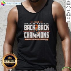 Hot Powers Catholic Chargers 2026 MHSAA Hockey Division 2 Back-to-Back Champions tank top celebrating their victory.