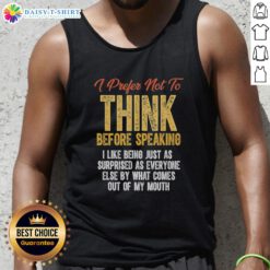 Retro tank top with 'Hot Prefer Not To Think Before Speaking' slogan, perfect for casual summer outfits.