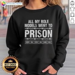 Cozy sweatshirt featuring 'Nice, All My Role Models Went to Prison' design for Christian church events and casual wear.