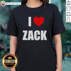 Nice I Love Zack Heart Ladies Tee featuring a stylish heart design, perfect for expressing love and affection.