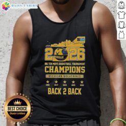 2026 Big Ten Men's Basketball Tournament Champions Skyline Tank Top featuring Nice Michigan Wolverines back-to-back design.
