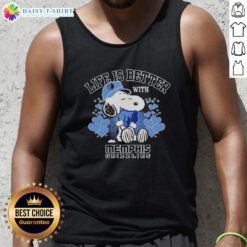 Alt Text: Cute Snoopy wearing a tank top with Memphis Grizzlies logo, showcasing Life is Better with Memphis Grizzlies design.