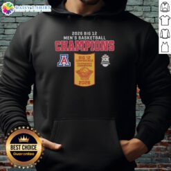Official Arizona Wildcats Men's Basketball Champions 2026 hoodie featuring team colors and logo, perfect for fans.