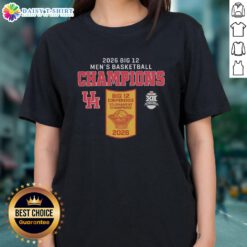 Official Houston Cougar Big 12 Men's Basketball Champions 2026 ladies tee featuring team logo and vibrant colors.