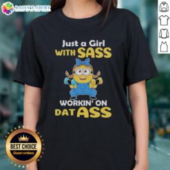 Official Minion weightlifting tee for women, featuring a sassy design that celebrates fitness and empowerment.