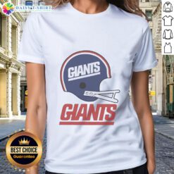 Official New York Giants football logo on a big helmet graphic for ladies' tee shirt design.