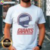 Official New York Giants football logo displayed on a stylish big helmet t-shirt for fans and sports enthusiasts.