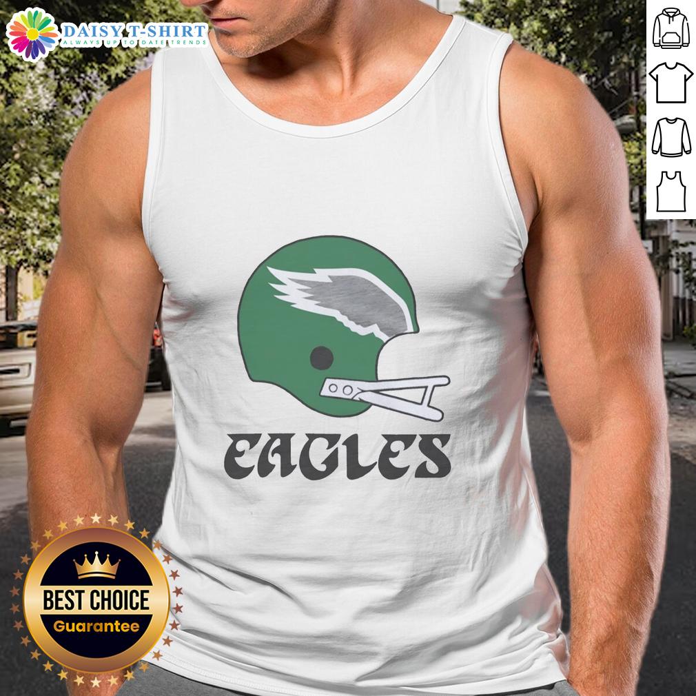 Official Philadelphia Eagles football logo displayed on a big helmet tank top, perfect for game day wear.