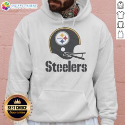 Official Pittsburgh Steelers football logo on a big helmet hoodie for fans, showcasing team spirit and style.