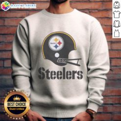Official Pittsburgh Steelers football logo on a big helmet sweatshirt, perfect for fans and game day attire.