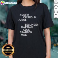 Official Bronx New York Yankees Austin Judge Stanton ladies tee featuring team logo and stylish design for fans.