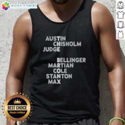 Official Bronx New York Yankees tank top featuring Austin Judge and Stanton, perfect for fans and summer wear.