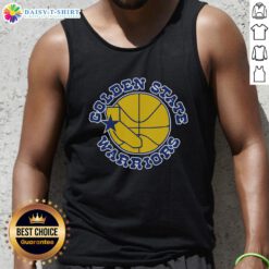 Alt Text: Original Golden State Warriors Mitchell & Ness tank top featuring team colors and logo, perfect for fans.