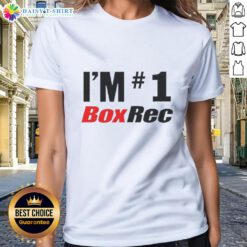 Original Im 1 Boxrec ladies tee featuring a stylish design for women's casual wear and boxing enthusiasts.