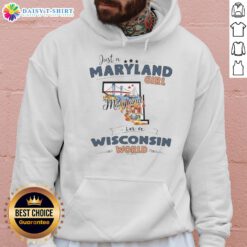 Maryland girl hoodie featuring a Wisconsin state map outline, perfect for expressing state pride and unique style.