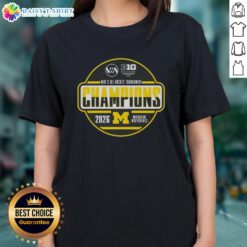 Original Michigan Wolverines 2026 Big Ten Men's Ice Hockey Tournament Champions ladies tee showcasing team pride.