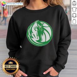 Premium Dallas Mavericks white logo sweatshirt for St. Patrick's Day, featuring a festive green design and comfortable fit.