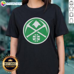 Premium Denver Nuggets white logo tee for ladies, perfect for St. Patrick's Day celebration and sports fans.