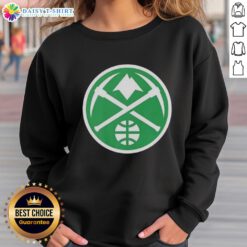 Alt Text: Premium Denver Nuggets white logo sweatshirt for St. Patrick's Day, featuring a stylish design and comfortable fit.