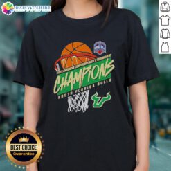 Premium South Florida Men's Basketball 2026 American Conference Tournament Champions ladies tee in vibrant colors.