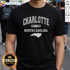 Pretty Charlotte North Carolina Est. 1768 Varsity T-Shirt featuring a stylish design celebrating Charlotte's history.