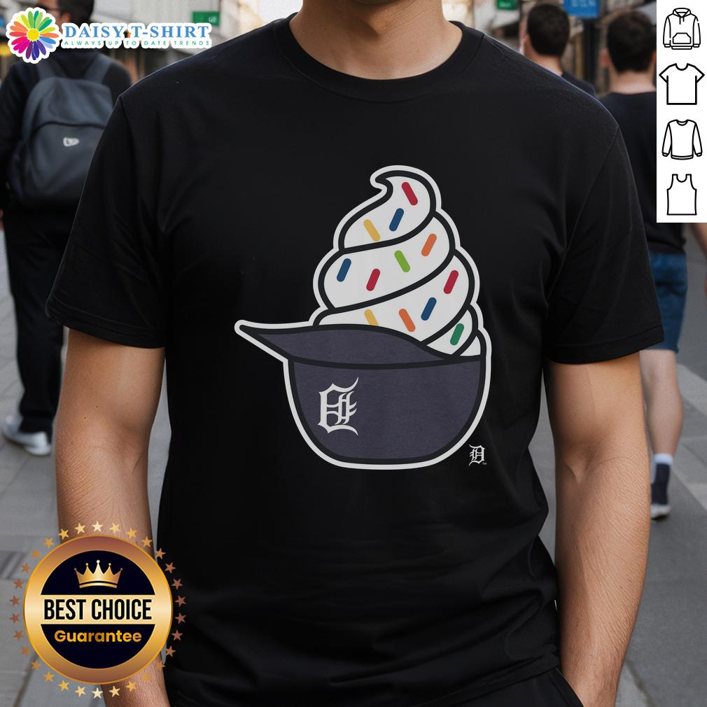 Pretty Detroit Tigers ice cream t-shirt featuring vibrant graphics, perfect for summer baseball games and fans.