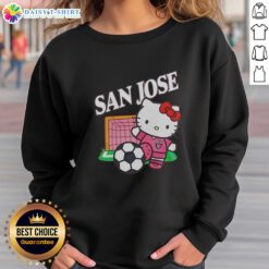 Pretty San Jose Earthquakes x Hello Kitty Night 2026 celebration sweatshirt featuring vibrant colors and playful designs.