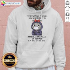Top Cat hoodie featuring dolls like Barbie, Annabelle, and Voodoo, showcasing a playful and edgy design for women.