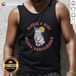 Top Gloria A Dios Gloria Morisonando tank top featuring vibrant colors and a stylish design for casual wear.
