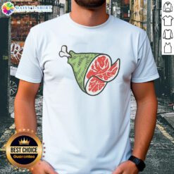 Funny cartoon t-shirt featuring top ham slices design, perfect for meat lovers and humor enthusiasts.