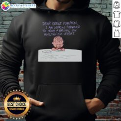 Cozy hoodie featuring 'Dear Great Pumpkin' from The Great Pumpkin Charlie Brown, perfect for Halloween and fall festivities.