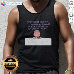 Top it off with the Great Pumpkin Charlie Brown tank top featuring a charming 'Dear Great Pumpkin' design.