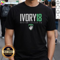Alt Text: Top Ivory18 Laurel Ivory Boston Legacy FC logo T-shirt featuring a stylish design for soccer fans.