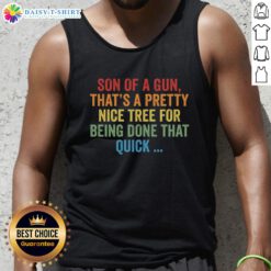 Top Son of a Gun tank top featuring a unique tree design, showcasing quick and stylish fashion for casual wear.