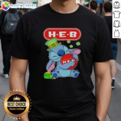 Top Stitch Hug H-E-B Logo St. Patrick's Day T-Shirt featuring a festive green design and playful graphics.