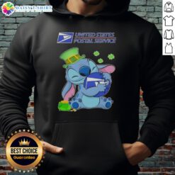 St. Patrick's Day hoodie featuring Top Stitch Hug USPS logo in vibrant green, perfect for festive celebrations.