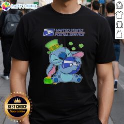 Alt Text: Top Stitch Hug USPS Logo St. Patrick's Day T-Shirt featuring a festive design and vibrant colors for holiday celebrations.